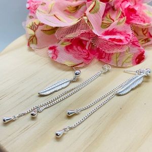 Sterling Silver 925 Feather Earrings